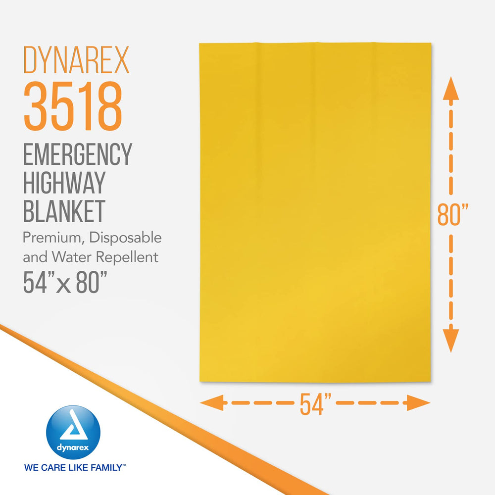 Water-repellent Dynarex blanket protects clothing in wet weather during roadside waits.