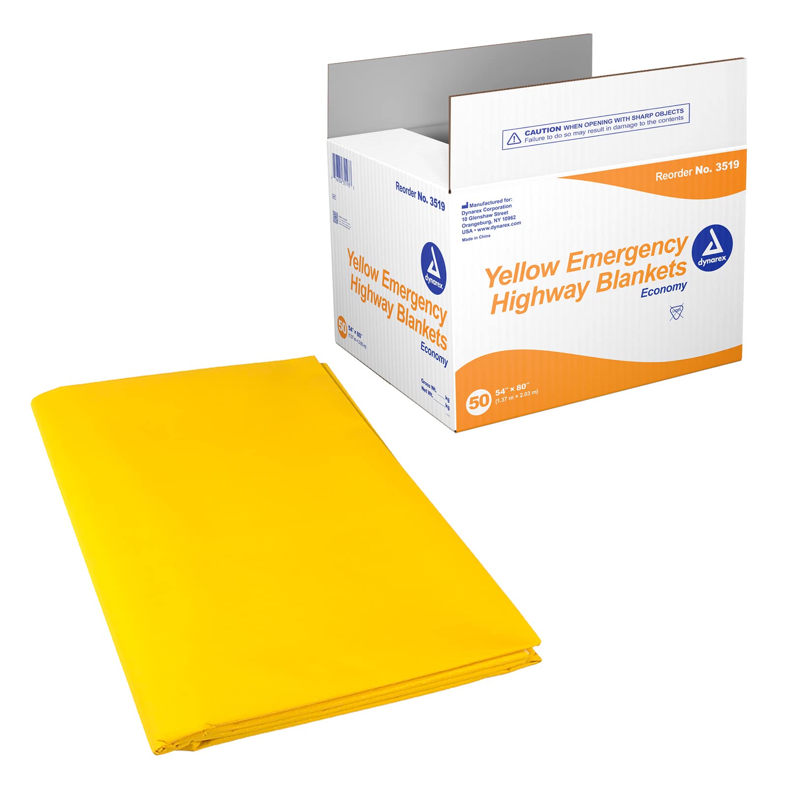 Dynarex Emergency Highway Blanket in yellow offers full roadside coverage for safety.