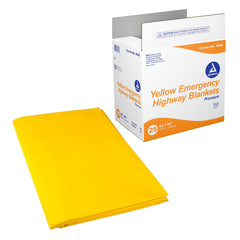 Dynarex emergency highway blanket in bright yellow provides full coverage for warmth on the roadside.