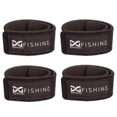 DynoGoods fishing rod straps 4-pack secure rods on a rack.