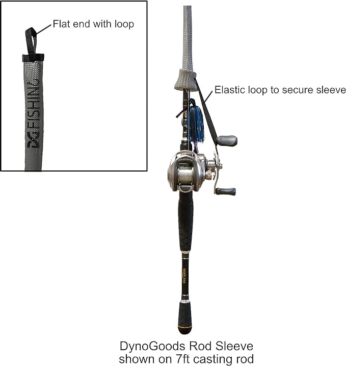 Close-up of DynoGoods gray 7ft rod sleeve showing length and width