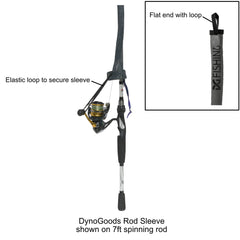 Close-up of elastic reel-end loop on DynoGoods rod sleeve