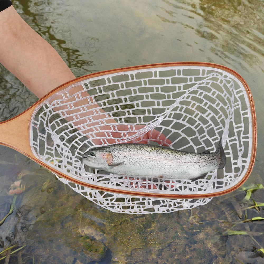 DYTesa Fly Fishing Net with soft rubber-coated mesh protects fish during release
