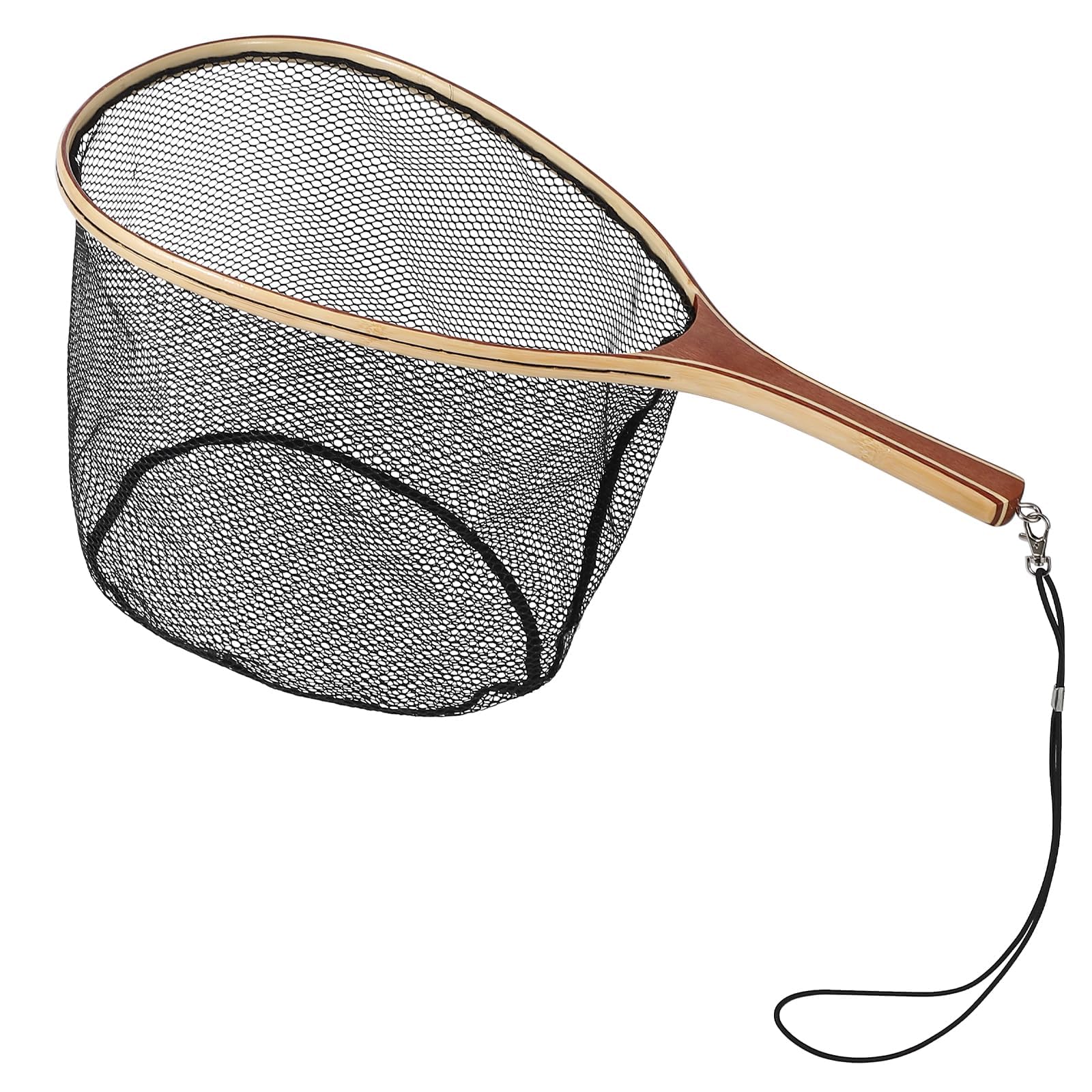 DYTesa fly fishing net with wooden handle for precise trout landings