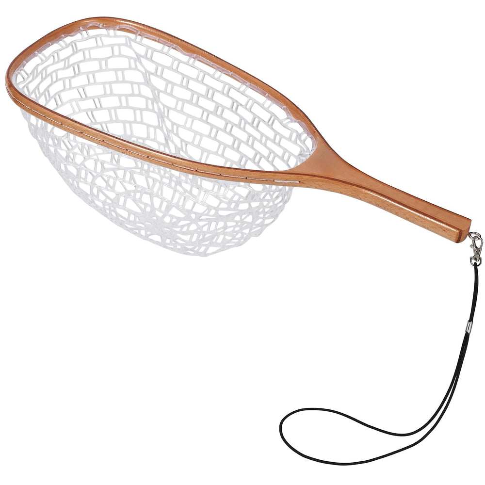 DYTesa Fly Fishing Net with wooden handle for durable grip during landing