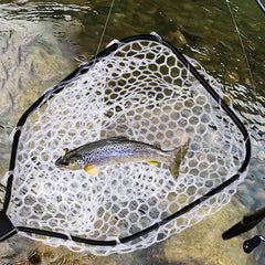 DYTESA fly fishing net for salmon with anti-slip handle ensures secure grip.