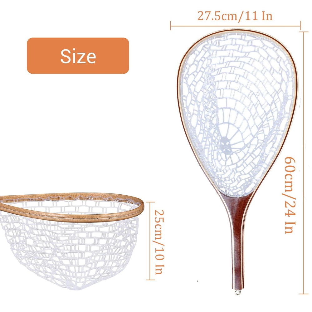 Dytesa net features an ergonomic wooden handle for a secure, comfortable grip.
