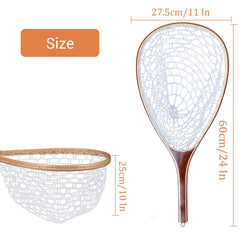Dytesa net features an ergonomic wooden handle for a secure, comfortable grip.