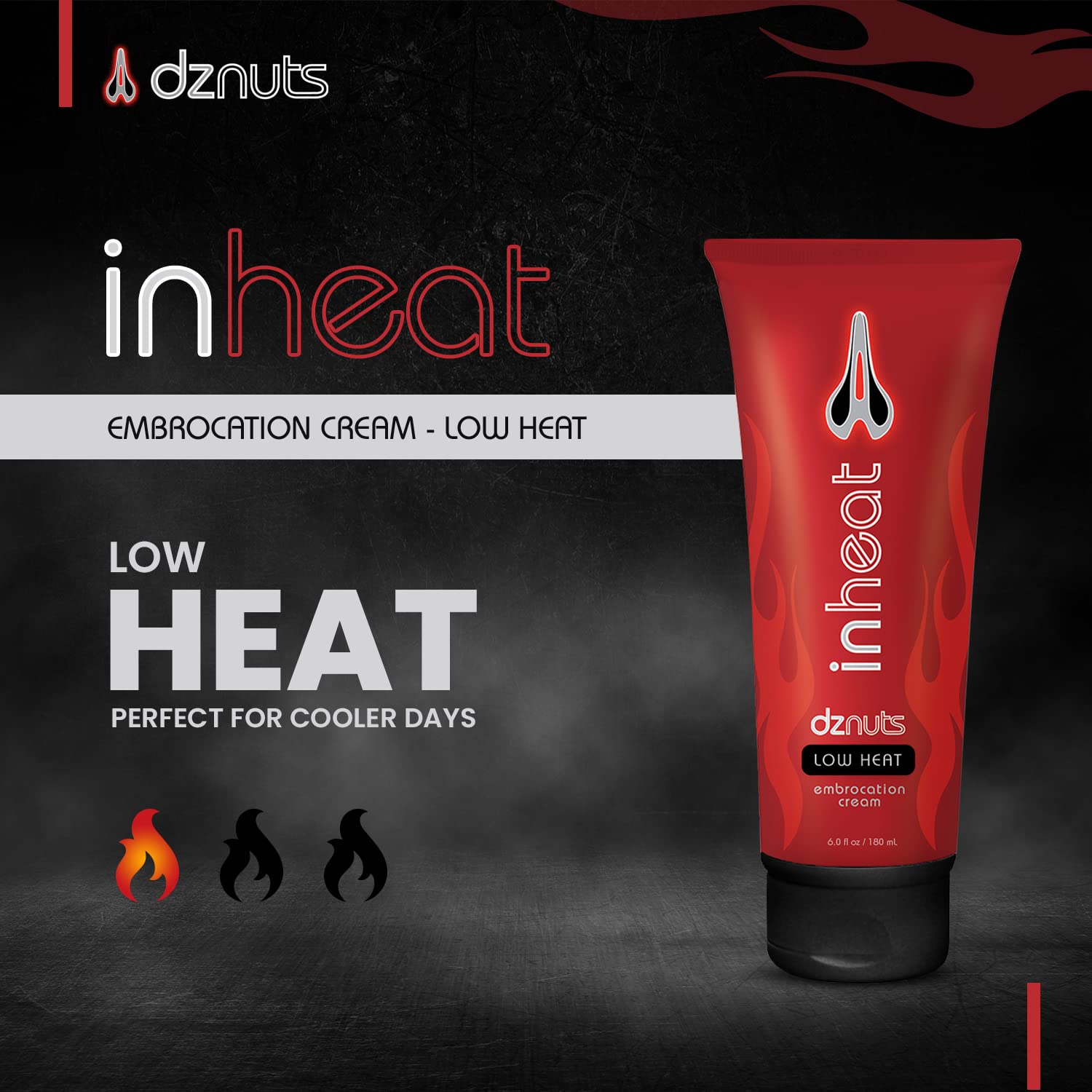 dznuts InHeat applied on leg during winter ride provides warming comfort.