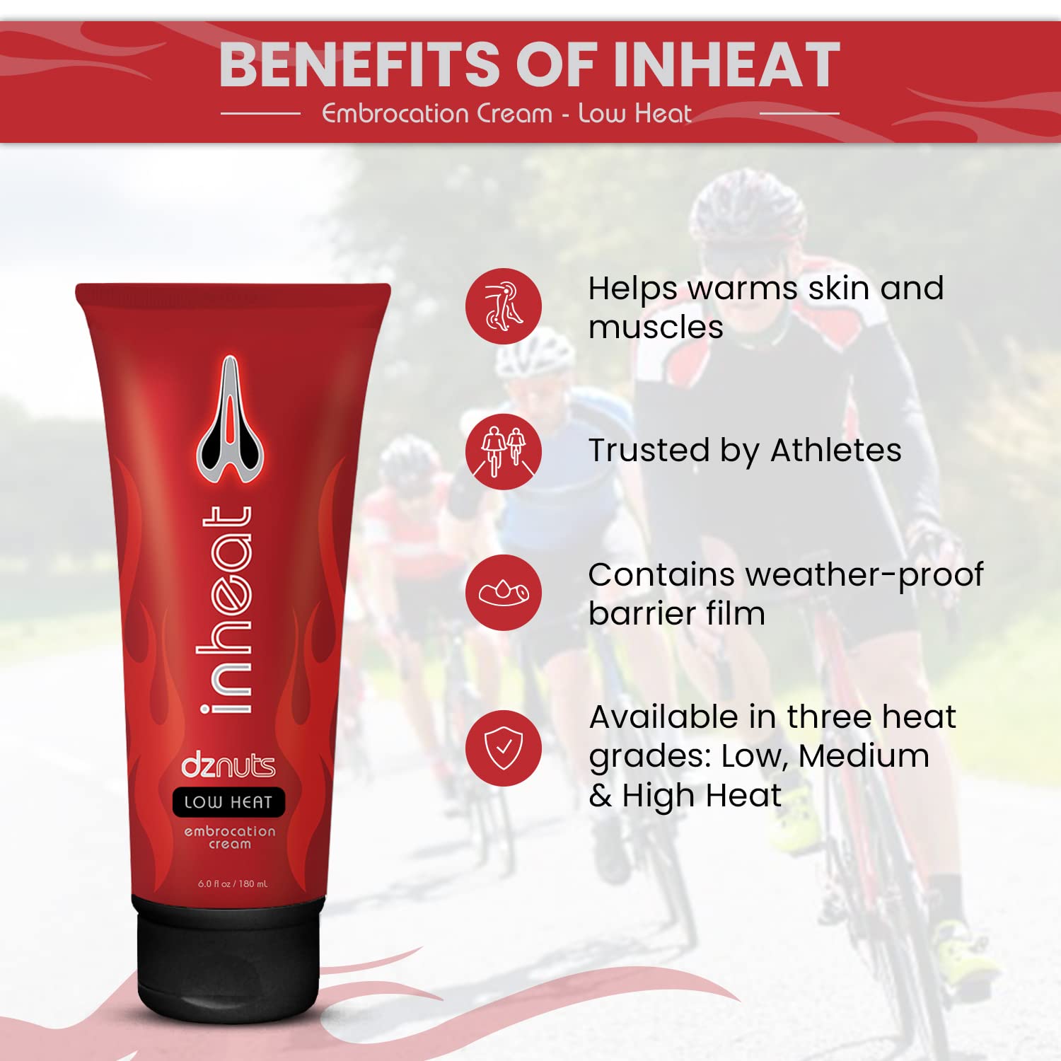dznuts InHeat embrocation cream texture enables smooth application.