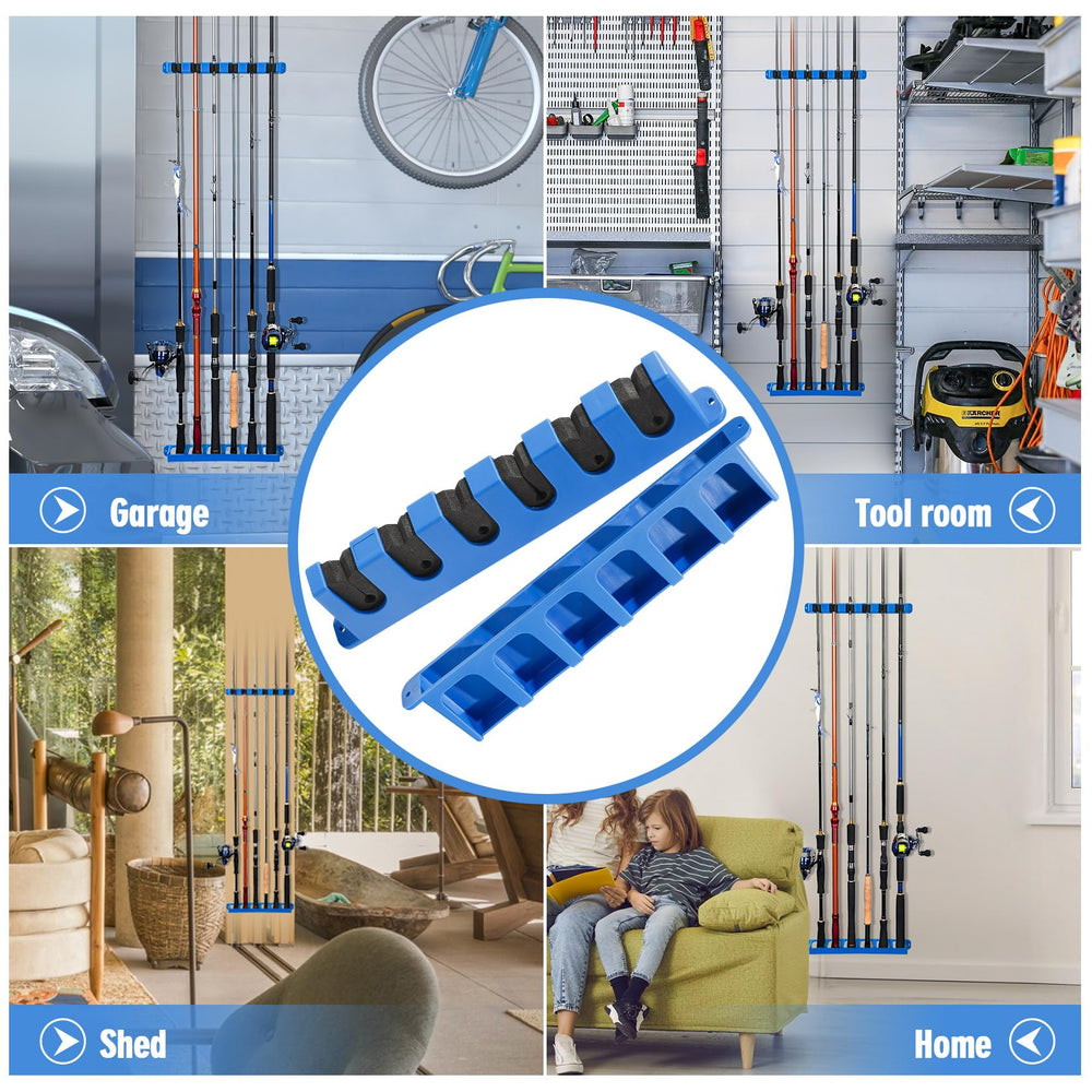 Wall-mounted rod rack in a garage or boat cabin environment