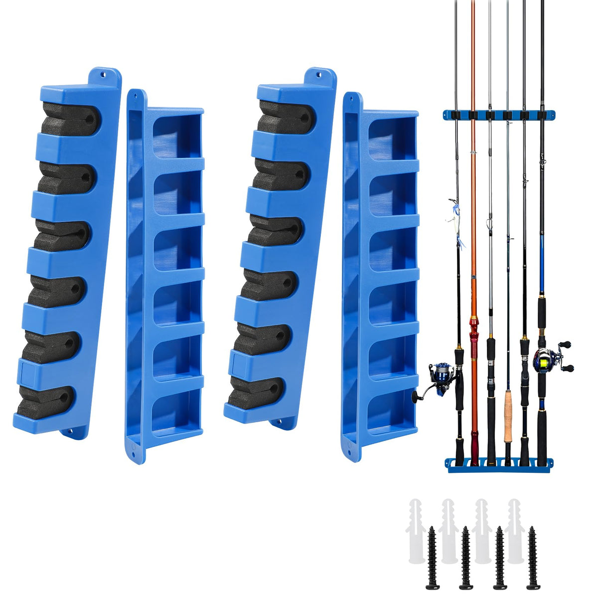 DZrudun vertical fishing rod holder mounted on a garage wall