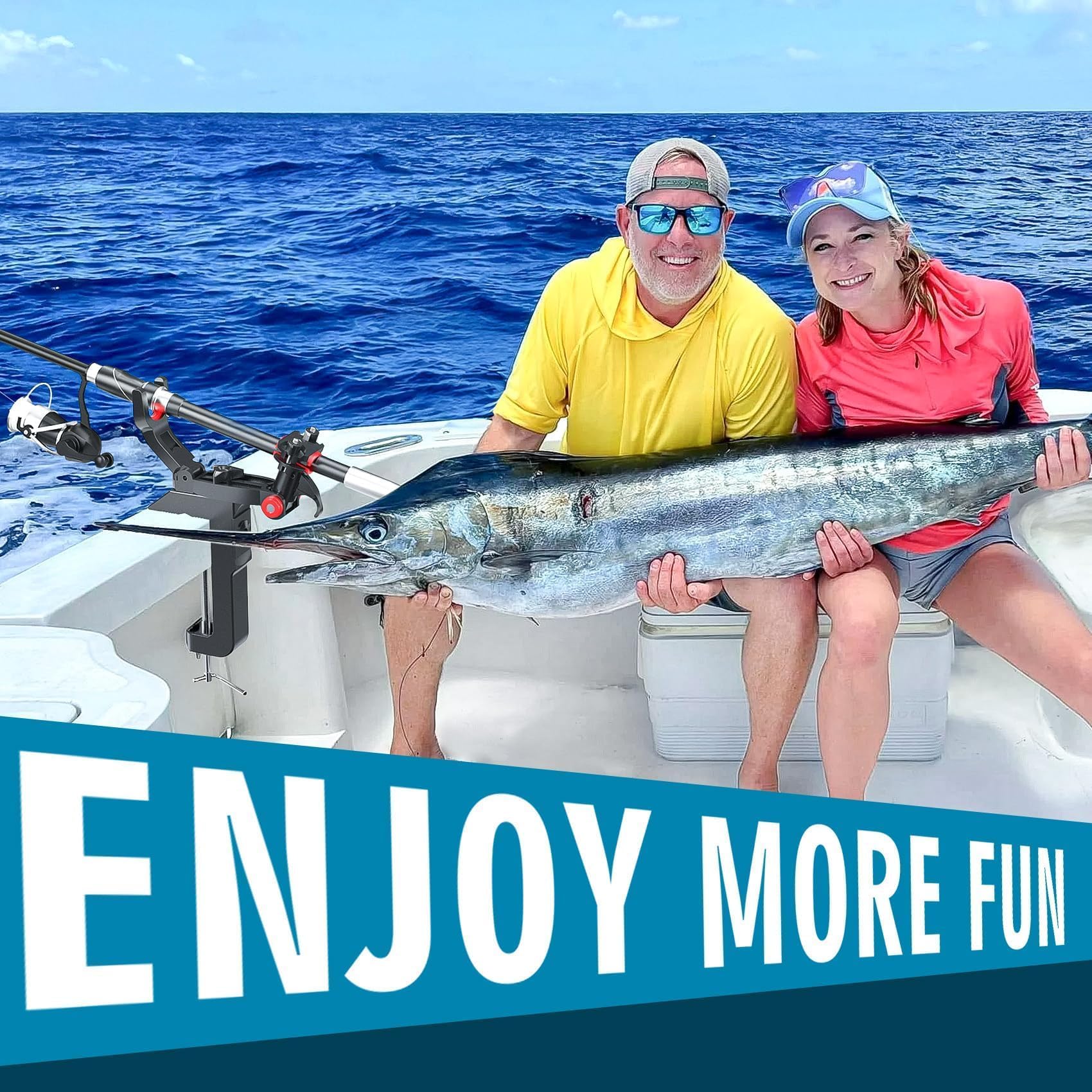 360-degree omni-directional rod holder in use on boat