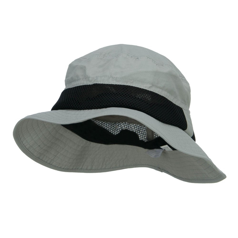 e4Hats.com Big Size Talson UV Bucket Hat with Side Mesh Grey front view for optimal airflow