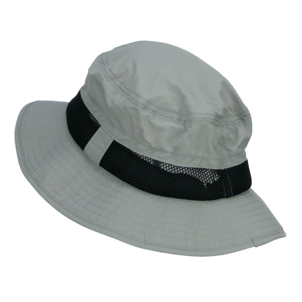 e4Hats.com Big Size Talson UV Bucket Hat with Side Mesh Grey side view promoting ventilation