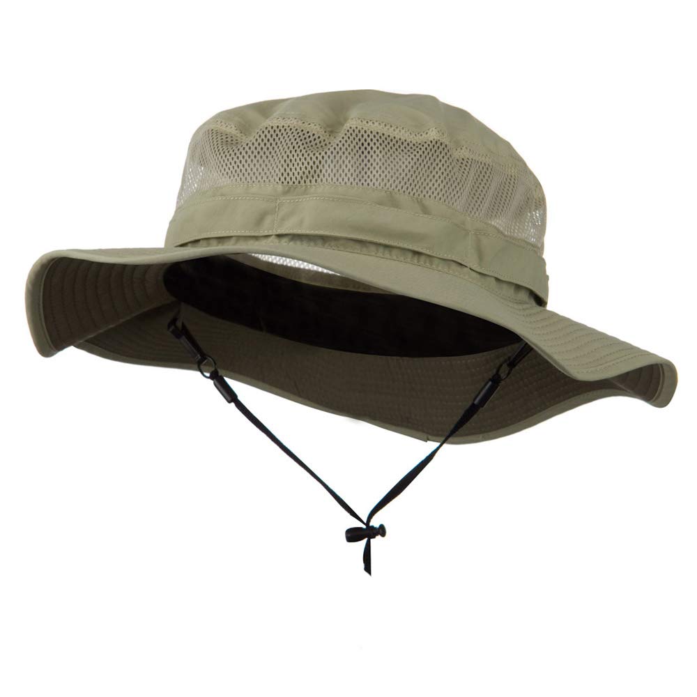 e4Hats Taslon UV bucket hat Khaki front view with breathable protection for trails