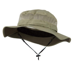 e4Hats Taslon UV bucket hat Khaki front view with breathable protection for trails