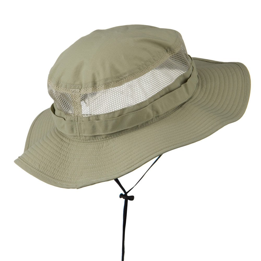 e4Hats Taslon UV bucket hat Khaki crown ventilation for cooler comfort