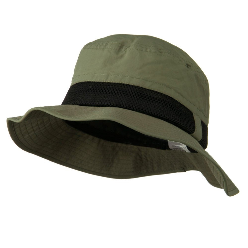 e4Hats Talson UV bucket hat olive, front view with breathable mesh