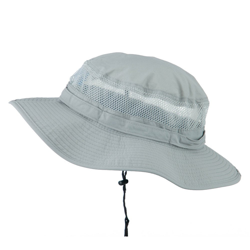 e4Hats grey Taslon hat with chin cord for windy days.