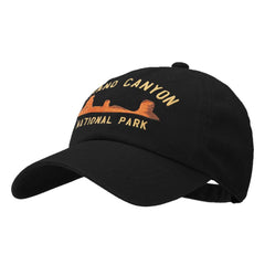 Pigment-dyed cotton cap in black with pre-curved bill for durability