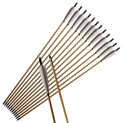 e5e10 33inch wooden arrows with turkey feather fletching improve flight stability for practice.