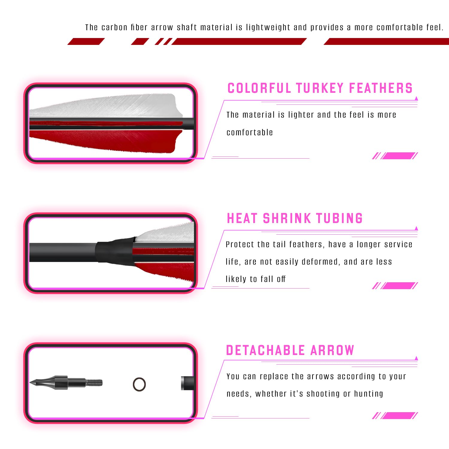 e5e10 arrow compatible with recurve and compound bows for versatility