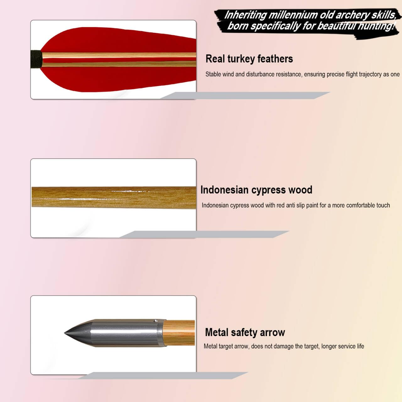 e5e10 arrows with iron field points for reliable practice penetration.