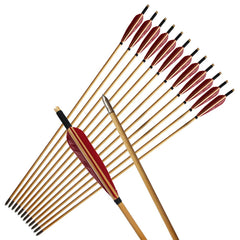 e5e10 33inch wooden arrows with red finish for durable target practice.