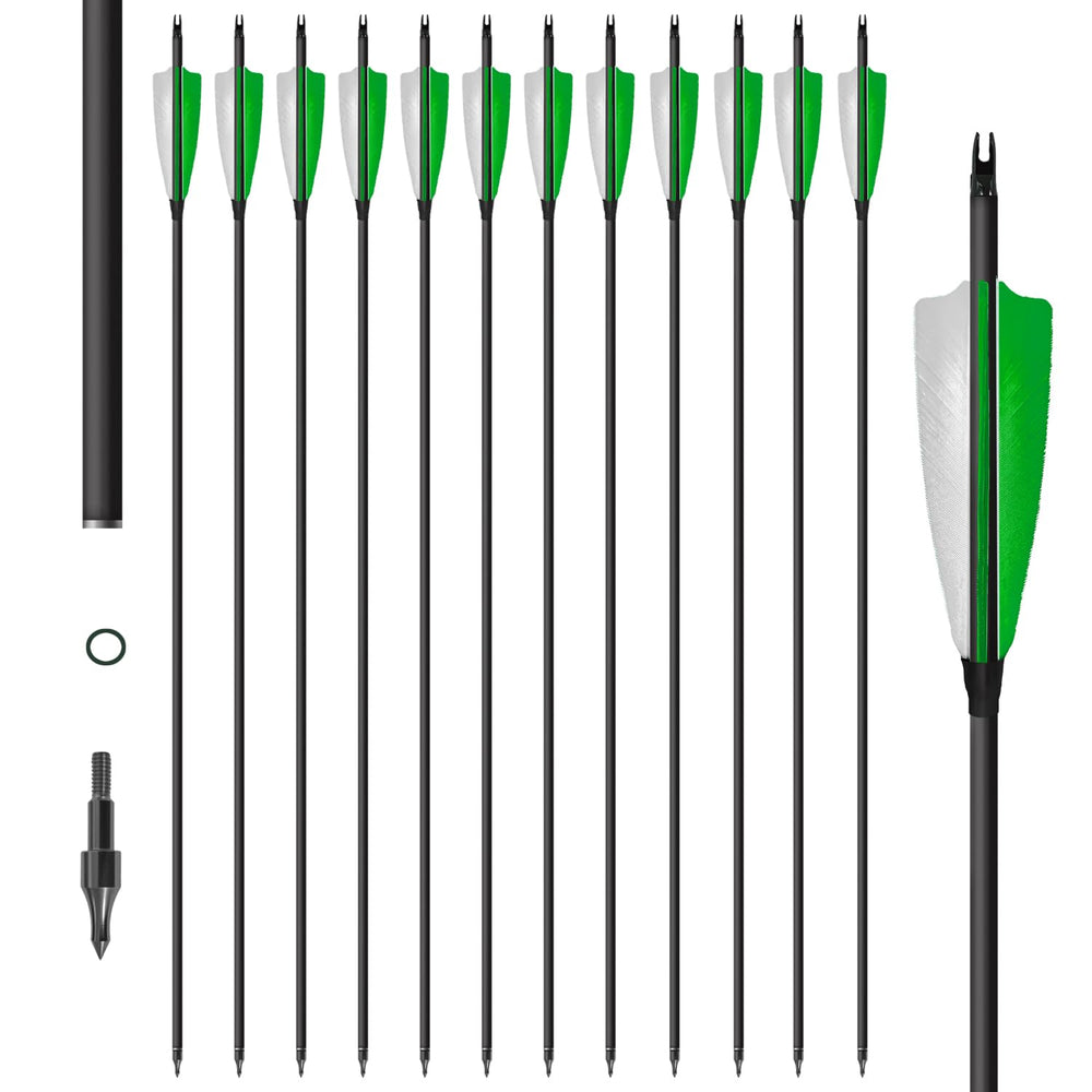 e5e10 carbon arrows 30 inch with green fletching for accuracy