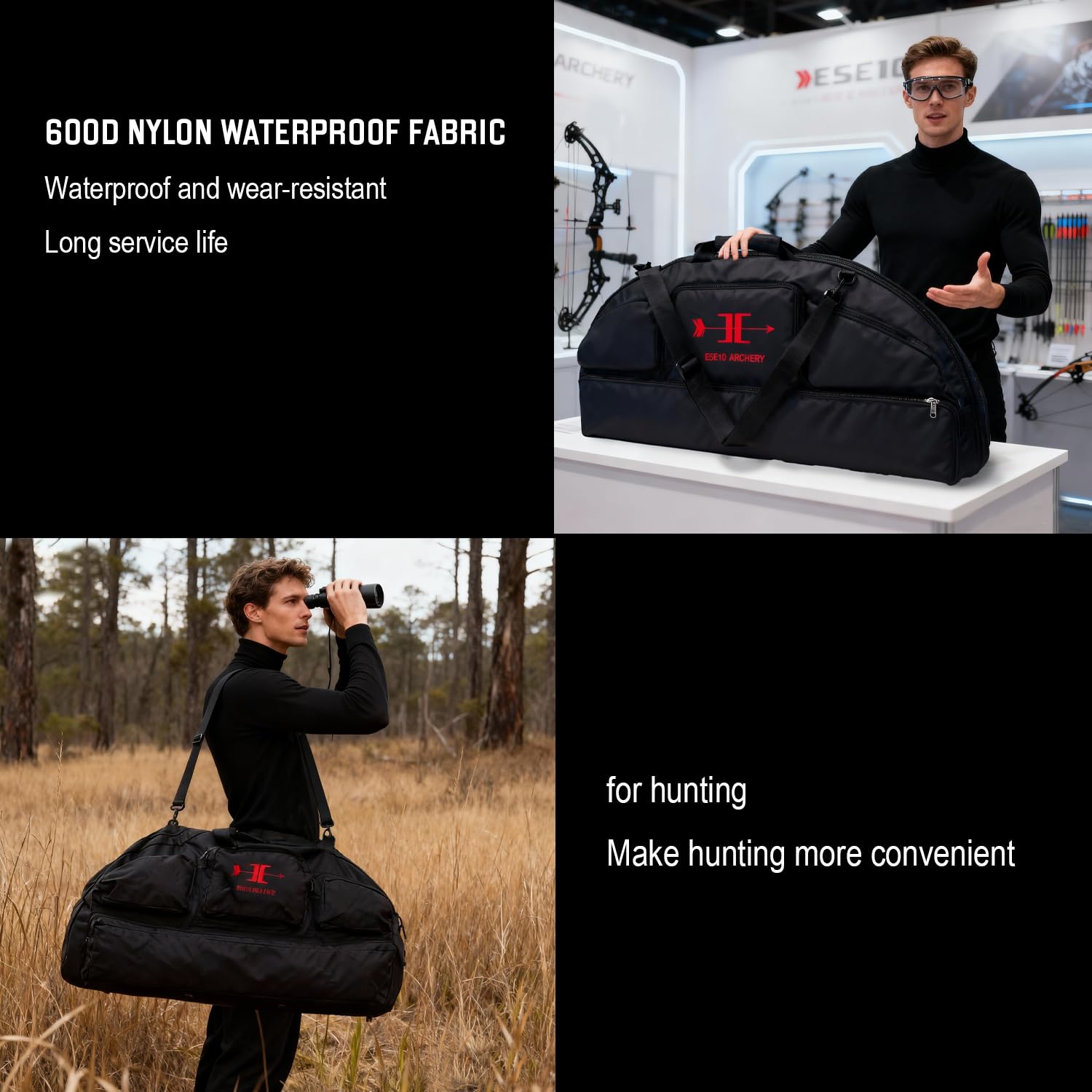 e5e10 bow case dedicated long-arrow compartment keeps arrows organized