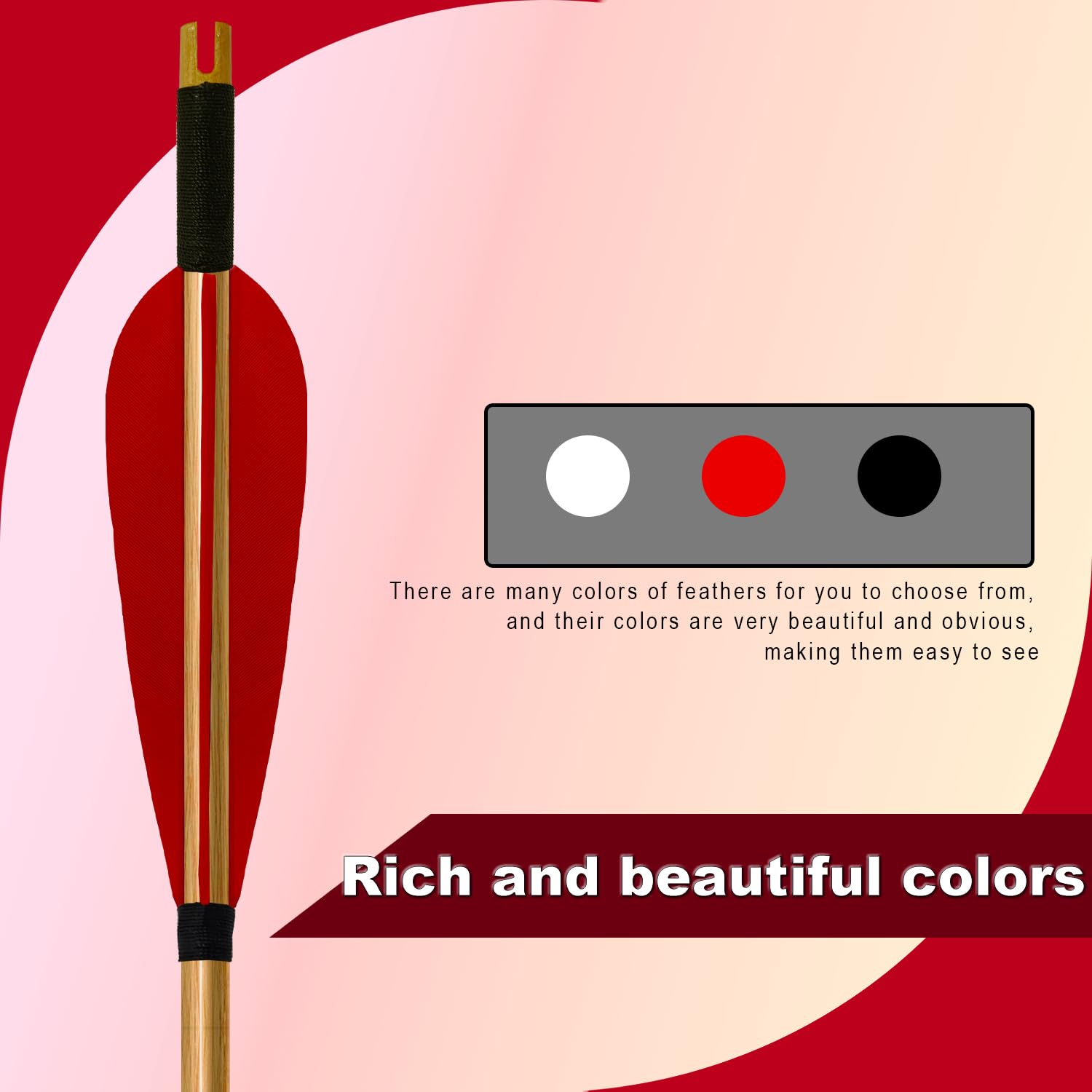 e5e10 red turkey-feather arrows suitable for field practice and hunting drills.