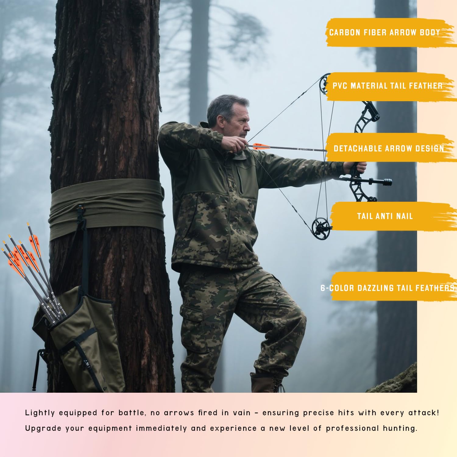 e5e10 outdoor archery practice with carbon arrows in bright colors