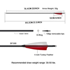 e5e10 turkey-feather arrow 4in feathered fletching stabilizes trajectory