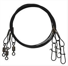 Eagle Claw 12-inch steel leader 60 lb, black, three-pack for heavy-duty fishing setups.