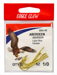 Eagle Claw 202A-1-0 classic gold hooks for versatile freshwater fishing