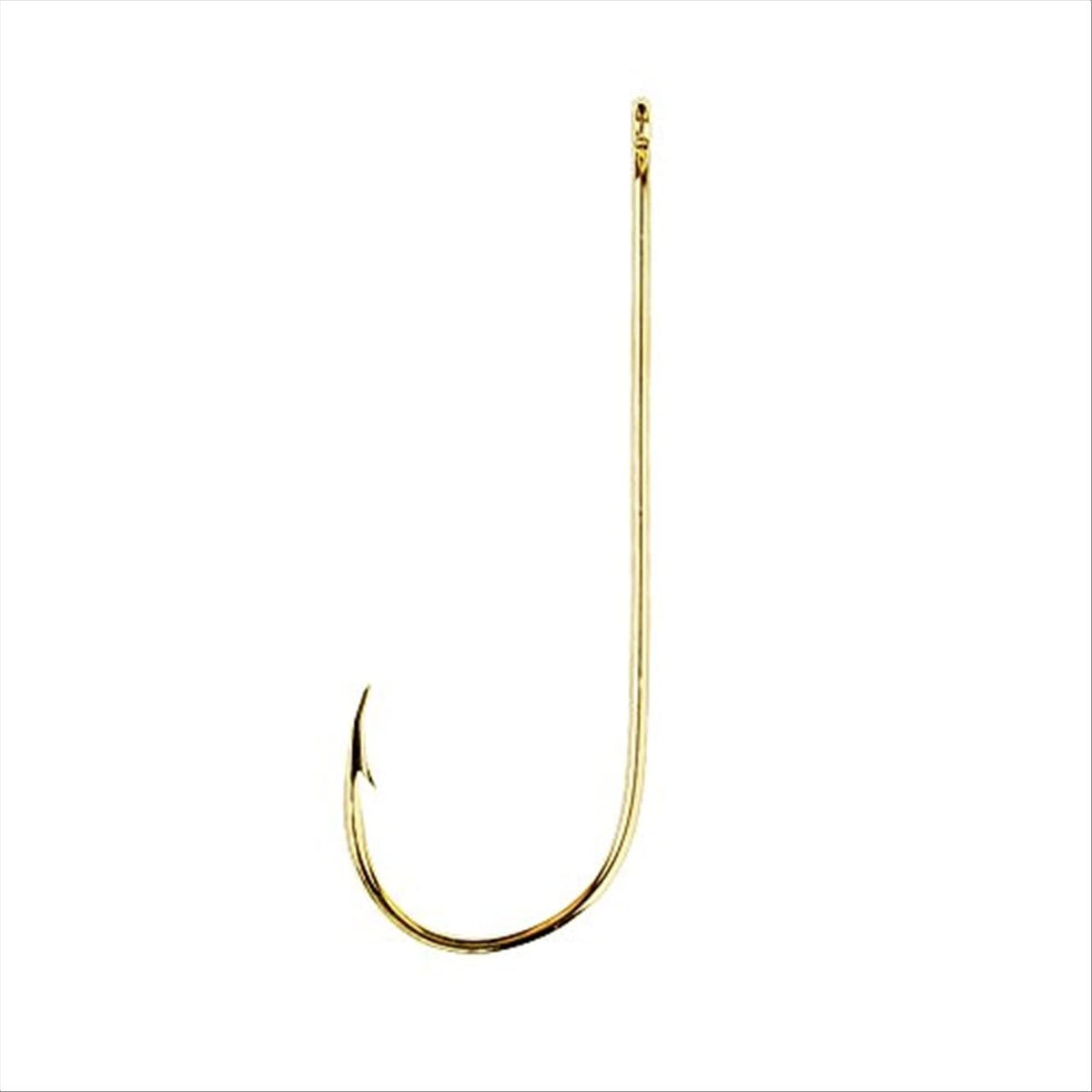 Eagle Claw 202A-2/0 Aberdeen hook in gold finish for freshwater fishing versatility.