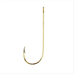Eagle Claw 202A-2/0 Aberdeen hook in gold finish for freshwater fishing versatility.