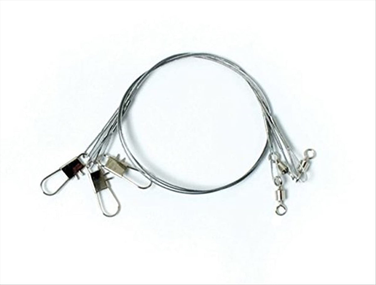Eagle Claw 9-inch steel leader offering durable 30 lb test for knot strength.