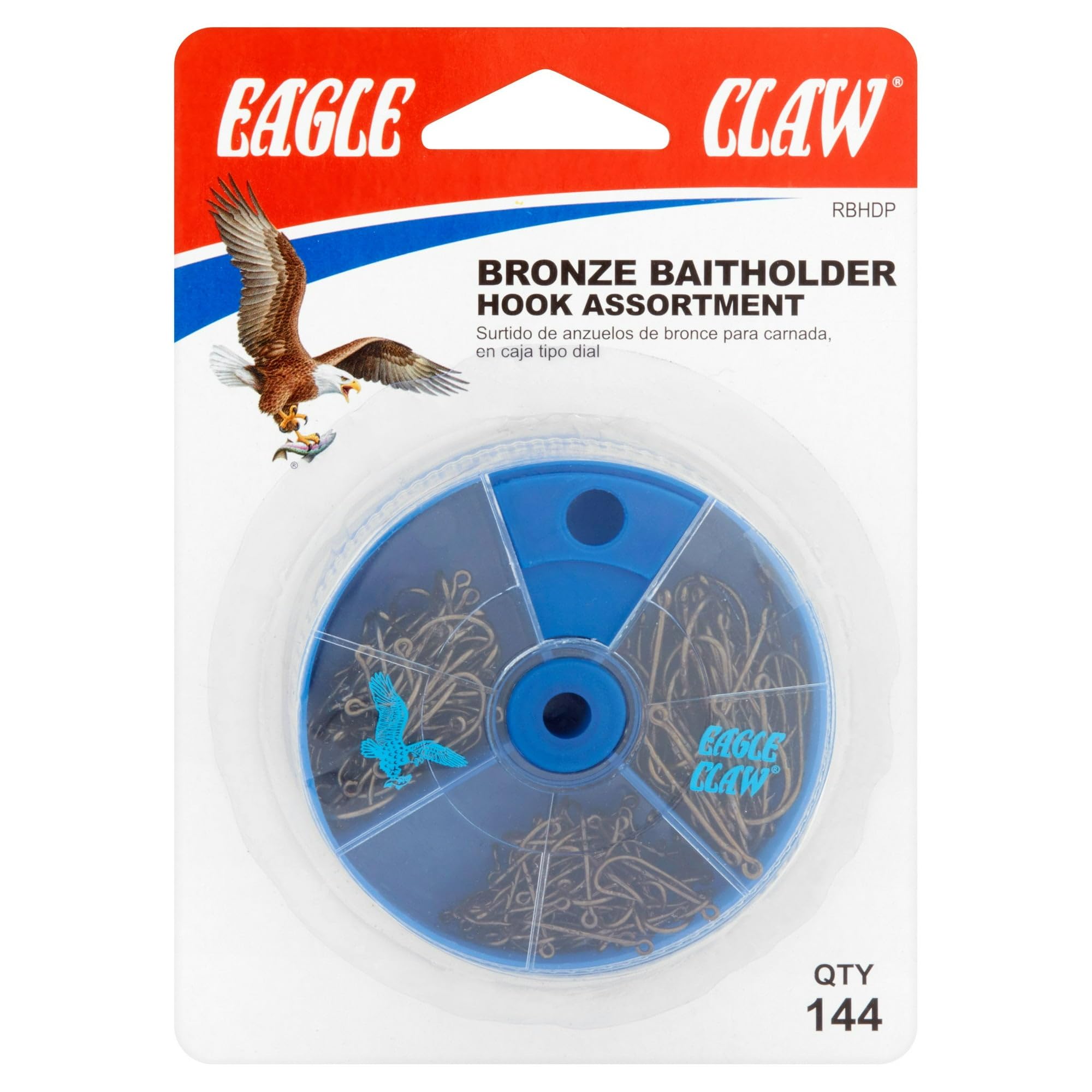 Eagle Claw baitholder hooks 144-count for versatile freshwater fishing