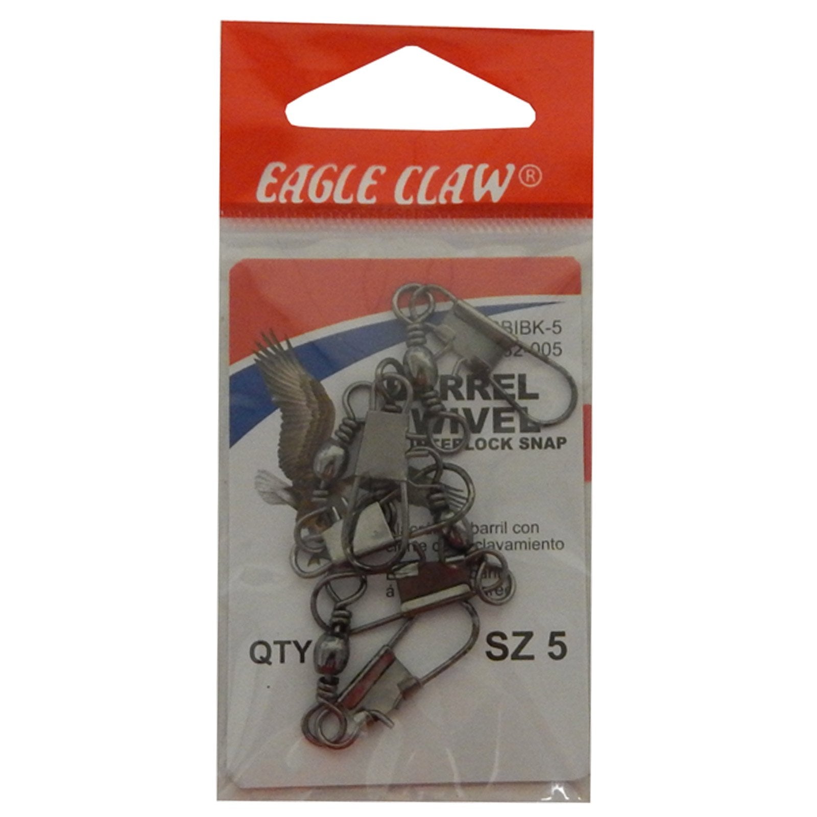 Eagle Claw barrel swivel with Interlock SNAP-5 for secure line connections during fishing