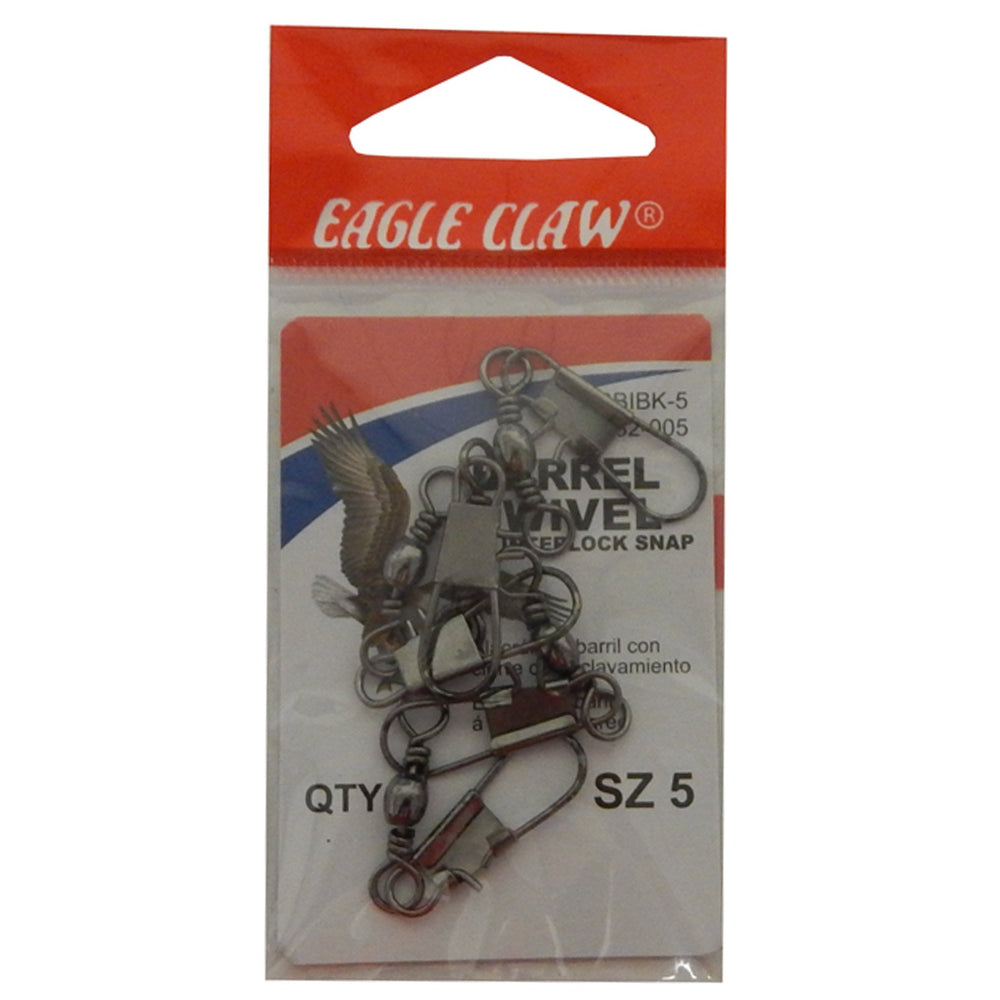 Eagle Claw barrel swivel with Interlock SNAP-5 for secure line connections during fishing