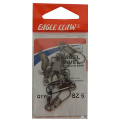 Eagle Claw barrel swivel with Interlock SNAP-5 for secure line connections during fishing