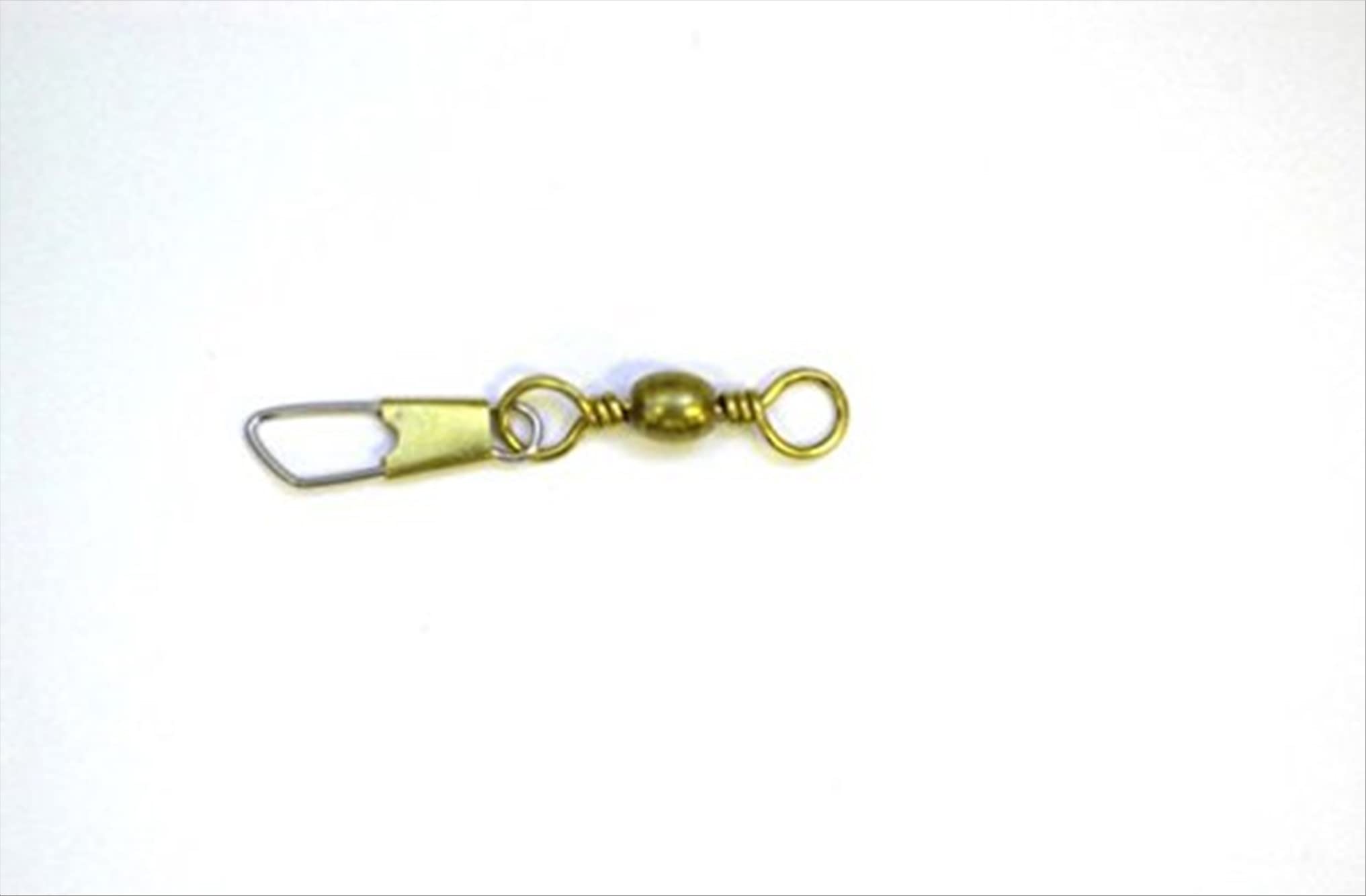 Eagle Claw 01051-014 barrel swivel with safety snap in brass finish for secure tackle setups