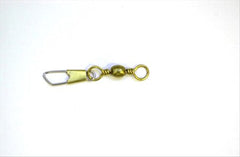 Eagle Claw 01051-014 barrel swivel with safety snap in brass finish for secure tackle setups
