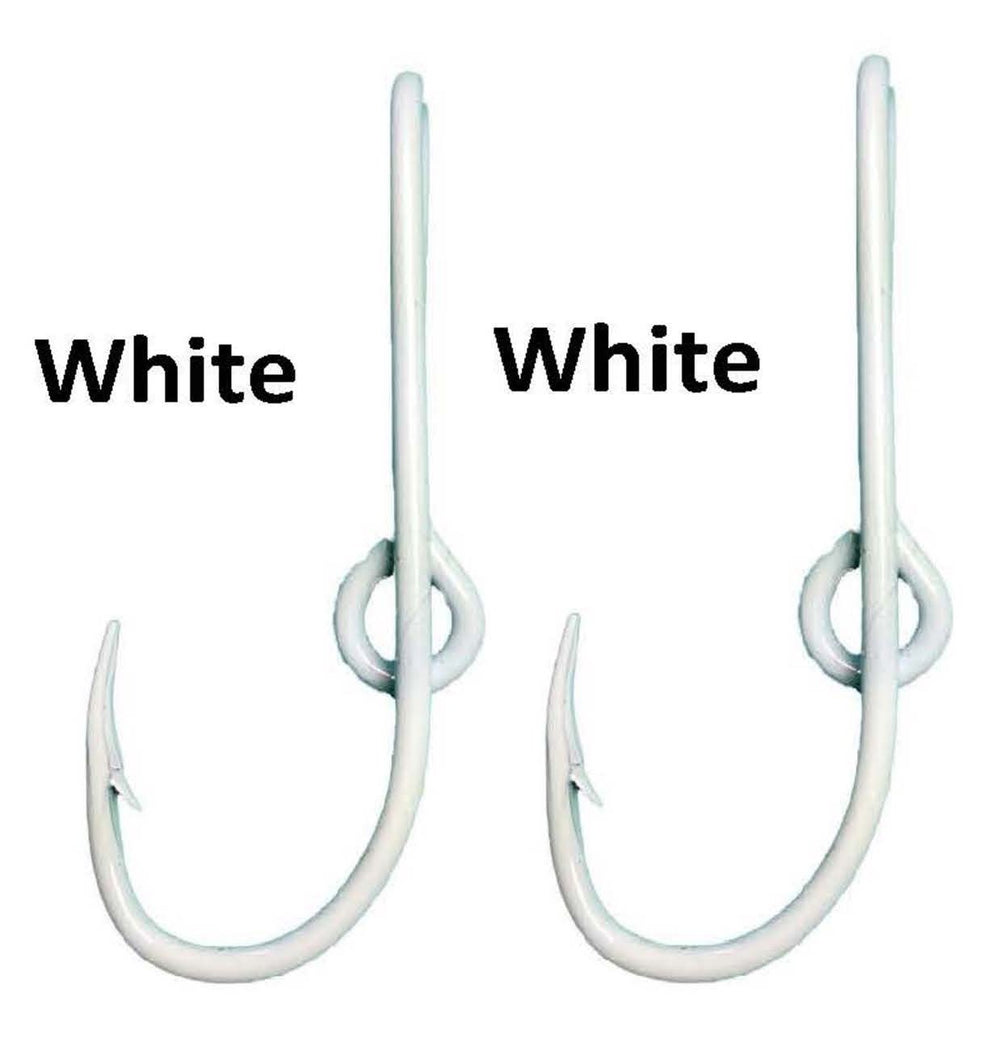 Eagle Claw two white hat hook pins displayed as a cap accessory.
