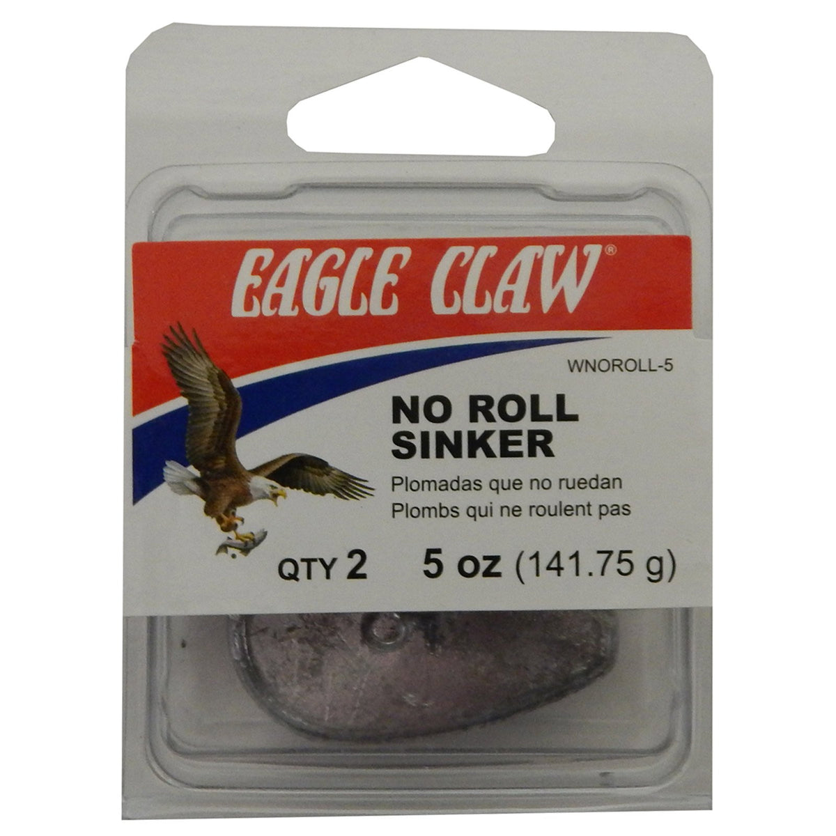 Eagle Claw Lead No Roll Sinker 5oz provides steady depth control for freshwater fishing.