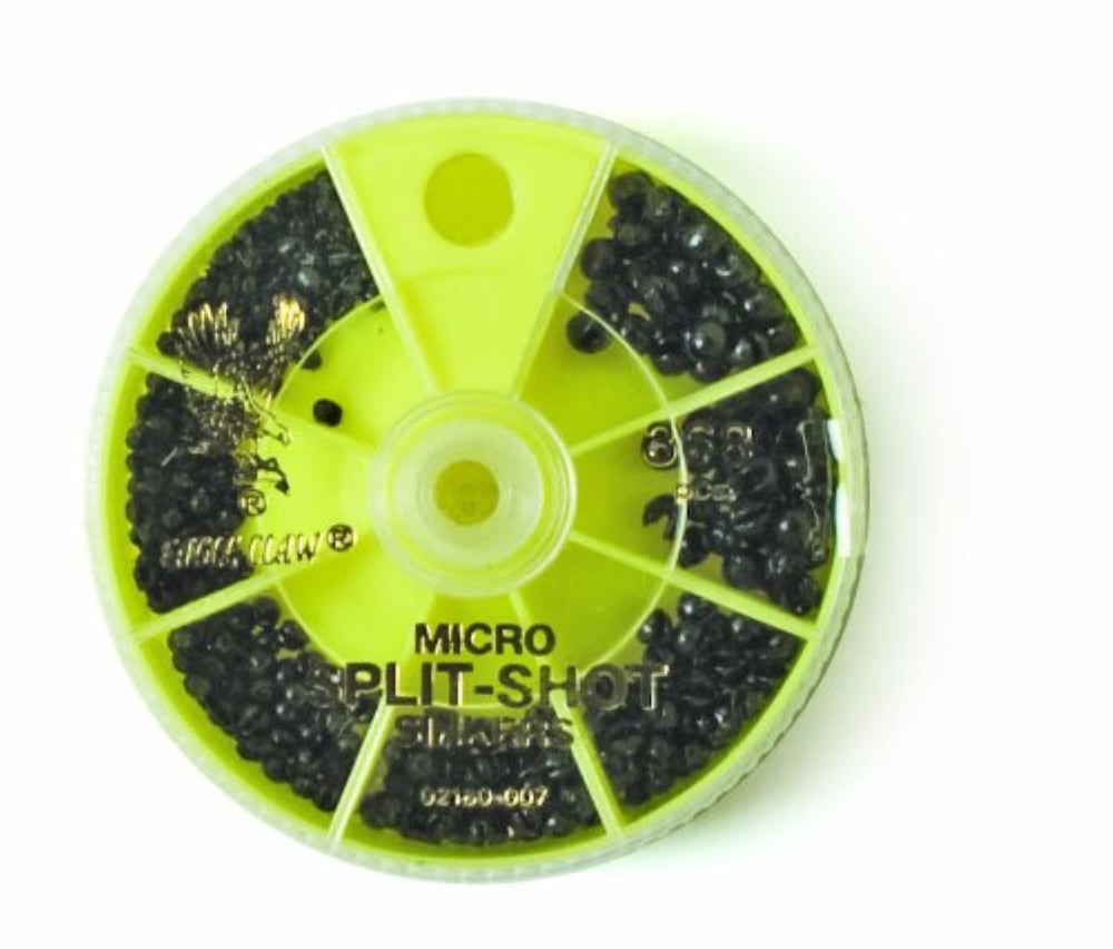 Eagle Claw Micro Split-Shot Sinker dial pack showing weights neatly organized by size
