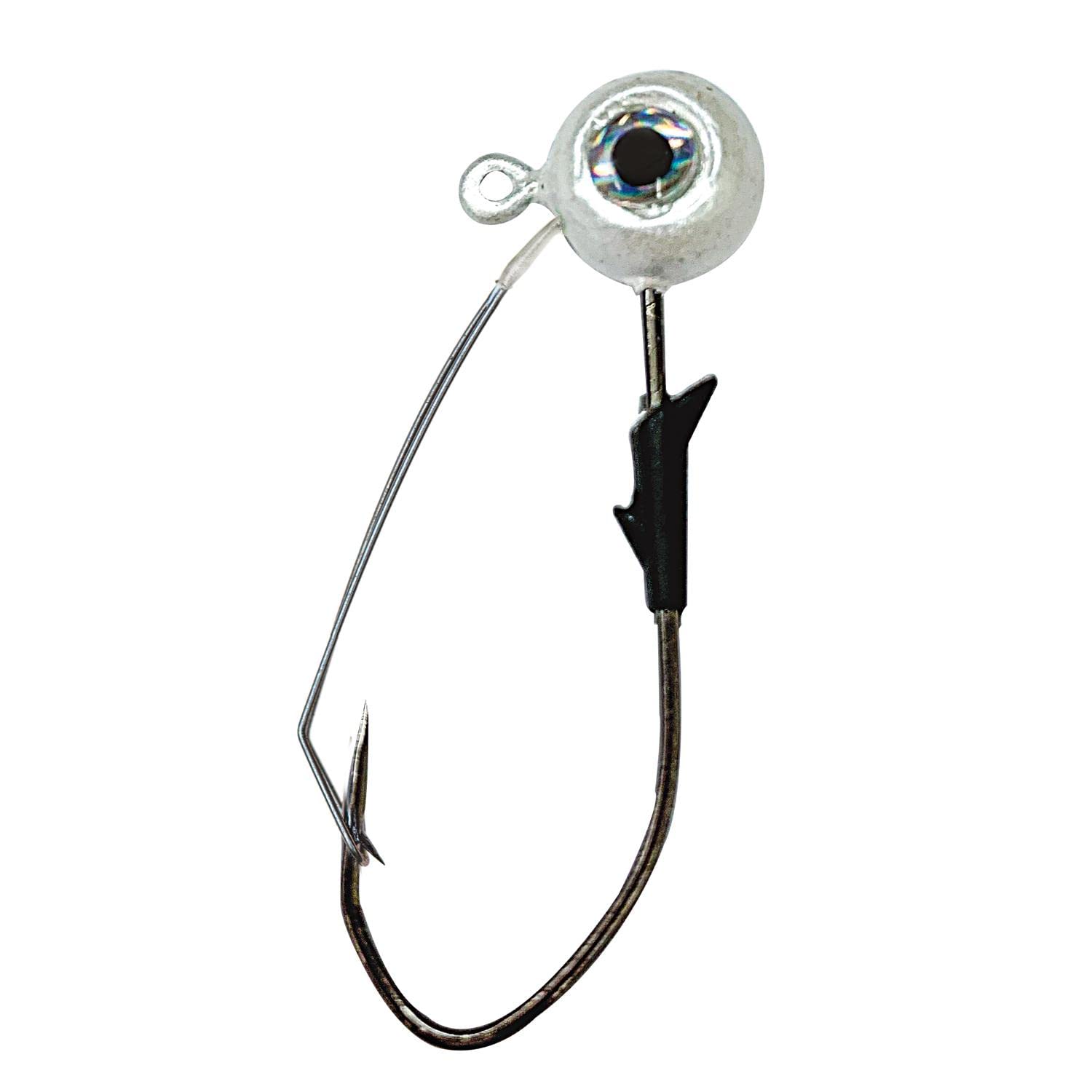 Eagle Claw PRO-V WDLESS Eagle Eye Jig in pearl white, close-up view shows high-visibility lure