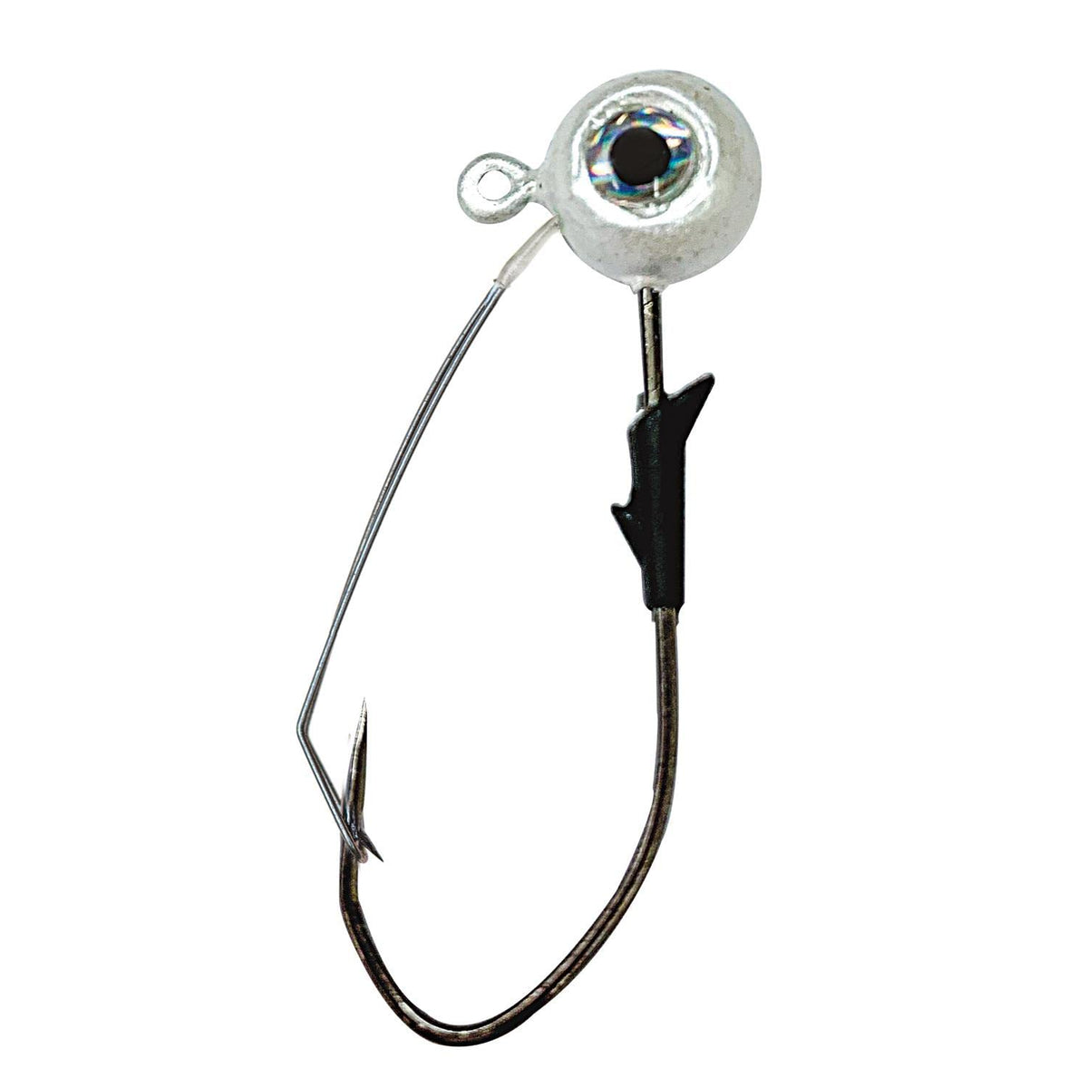 Eagle Claw PRO-V WDLESS Eagle Eye Jig in pearl white, close-up view shows high-visibility lure